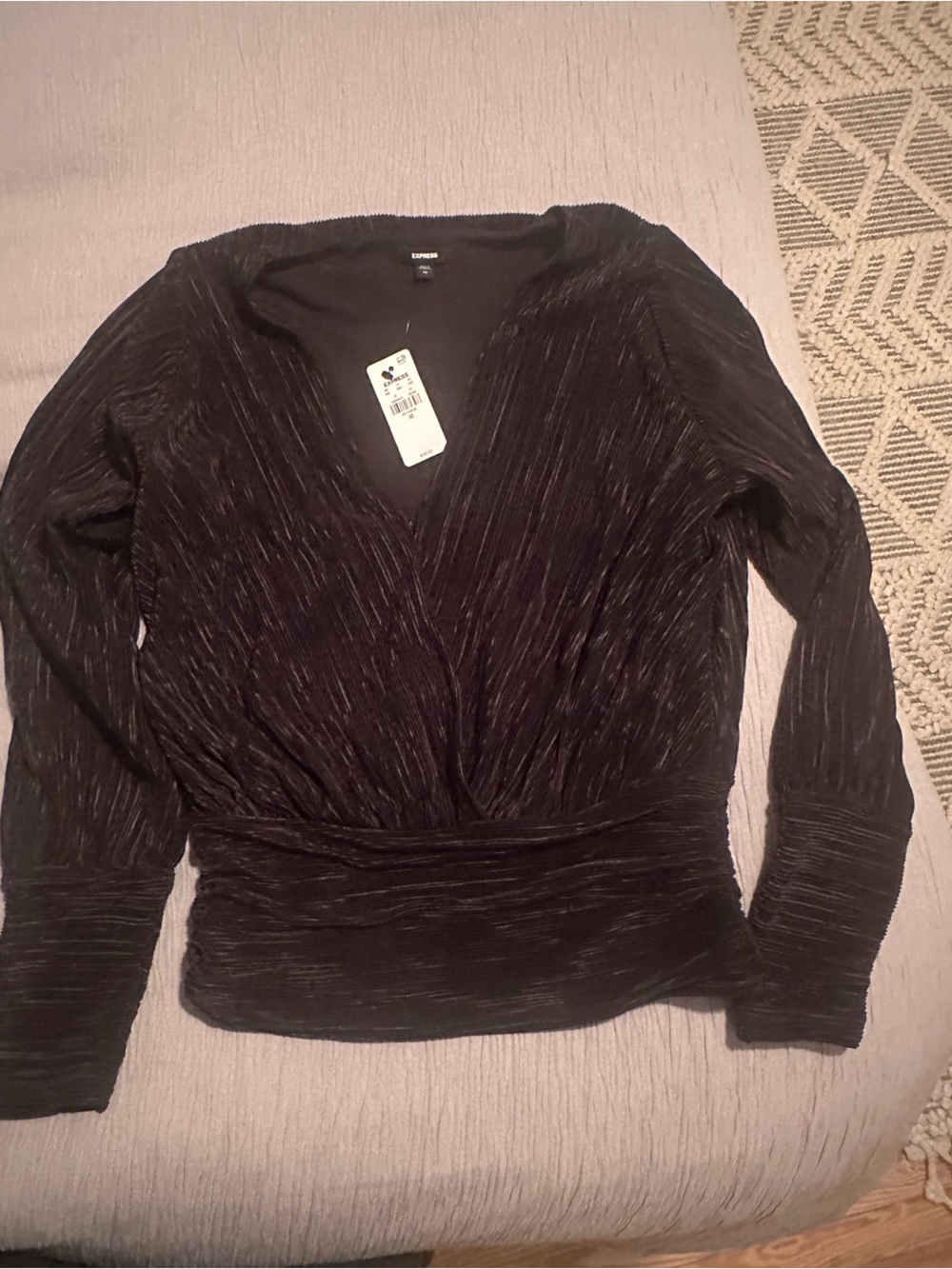 Express Black Pleated Top